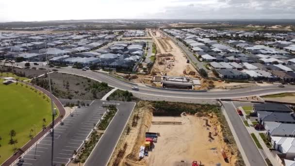 Yanchep Rail Uitbreiding Werken Buurt Van Santorini Promenade Perth Antenne — Stockvideo