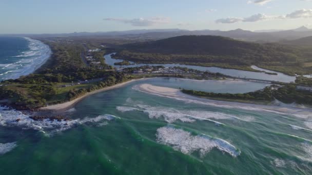 Hastings Point Beach Sunset Nsw Australia Antenni Drone Shot — kuvapankkivideo