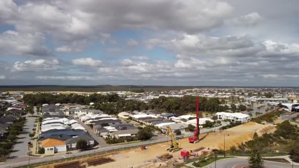 Yanchep Rail Extension Works North Butler Station Perth Aerial Pan — Stock video