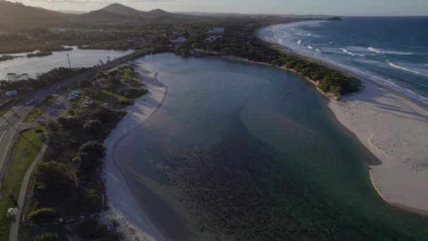 Hastings Point Beach Sunset Tweed Shire Northern Nsw Australia Air — стокове відео