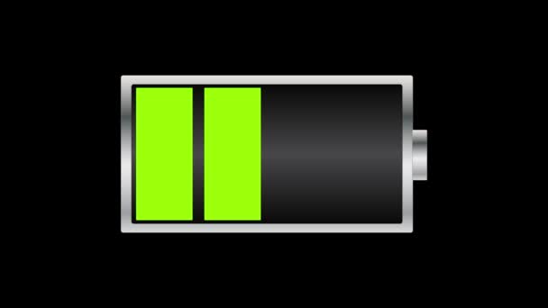 バッテリーアイコンのアニメーションは0から100 まで充電します バッテリー充電インジケータアイコン バッテリー電力レベルのビデオ グラフィックアニメーション — ストック動画