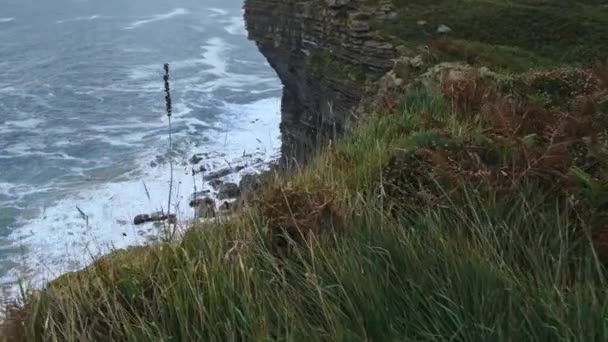 Desde Borde Del Acantilado Isla Cantabria Puede Ver Hermoso Mar — Vídeo de stock