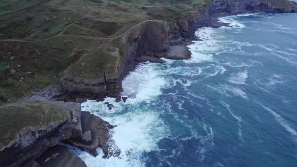 Isla Una Isla Impresionante Cantabria Está Cubierta Verde Mar Estrella — Vídeos de Stock