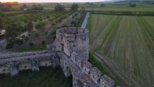 Uma Vista Perto Canto Fortaleza Bashtove Albânia — Vídeo de Stock