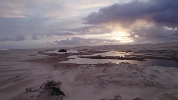 Vue Aérienne Des Dunes Sable Stockton Plage Avec Des Lagunes — Video