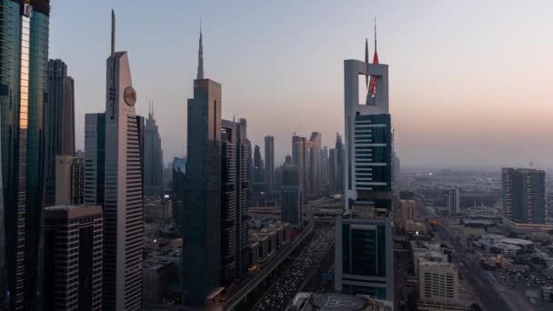 Downtown Dubai Timelapse Μέρα Νύχτα — Αρχείο Βίντεο