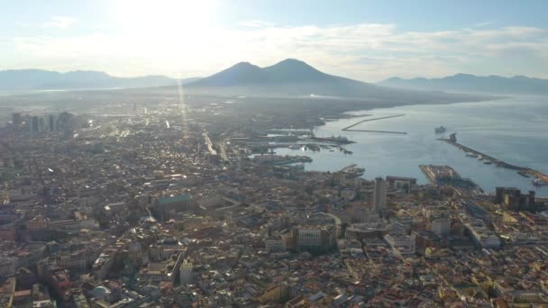 Güneşin Doğuşunda Vezüv Dağı Nın Güzel Hava Manzarası — Stok video