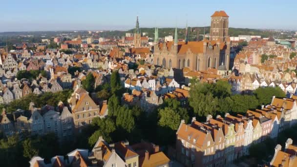 Находится Старом Городе Гданьска Pan Отменяет Собор Святой Марии Ратушу — стоковое видео
