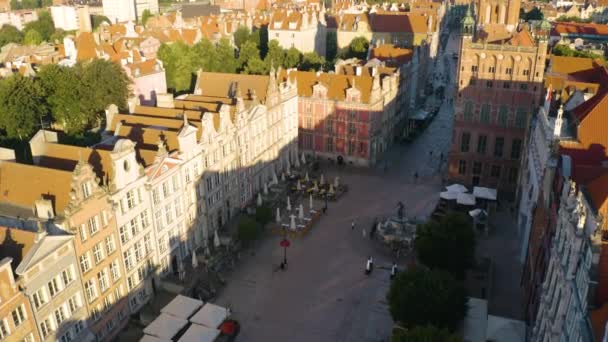 Polonya Nın Gdansk Kentindeki Uzun Pazar Güzel Hava Manzarası — Stok video