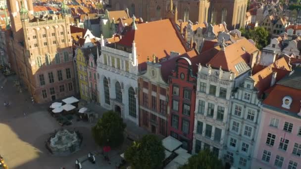 Widok Lotu Ptaka Fontanny Neptuna Długim Rynku Gdańsk — Wideo stockowe