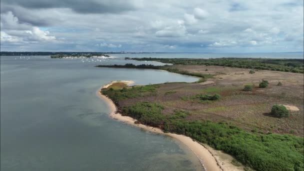 Vue Aérienne Spectaculaire Studland Jusqu Sandbanks Dorset Angleterre — Video