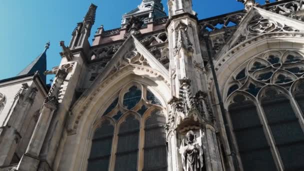 Mur Vitraux Sur Cathédrale Gothique Crue Dans Centre Braband Den — Video