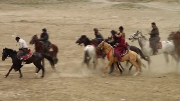 Buzkashi Traditionell Utanför Lokal Nationell Sport Spel Bamyan Regionen Afghanistan — Stockvideo