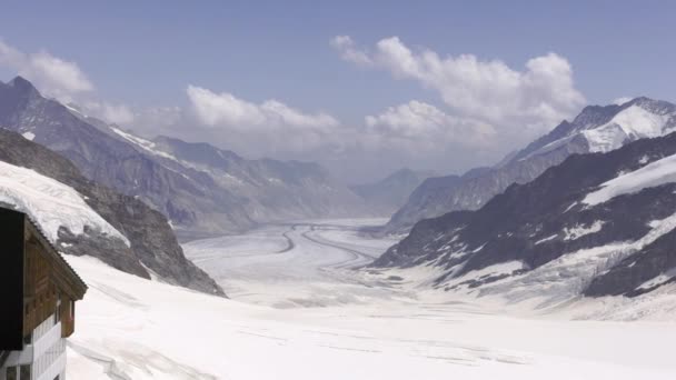 스위스 알프스산맥의 그레이시에 그레이트 빙하의 Aletsch Glacier 알프스에서 빙하이다 23Km — 비디오
