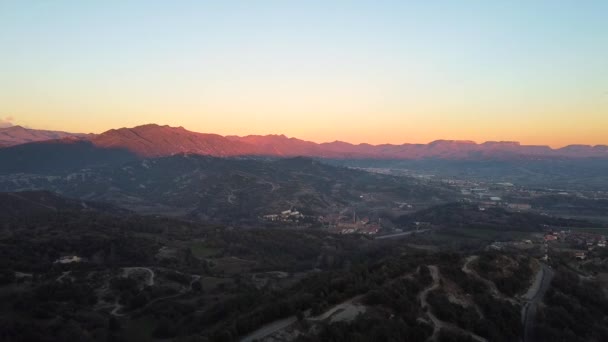 Prachtig Uitzicht Bergen Van Osona Catalonië Bij Zonsondergang Spanje — Stockvideo