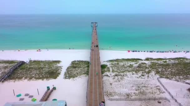 Drone Voando Para Baixo Centro Cais Navarre Beach Florida Boa — Vídeo de Stock