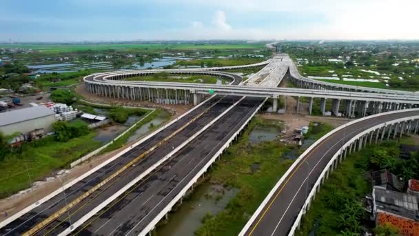 Aerial View New Road Construction Site Bekasi — Stock Video