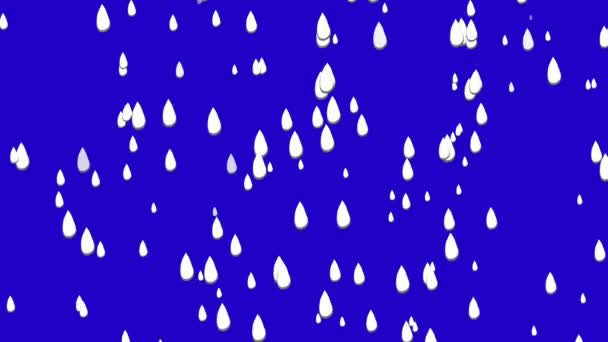 Animasyon Hareketi Grafikleri Şiddetli Yağmur Suyu Bulutu Bluescreen Arka Planda — Stok video