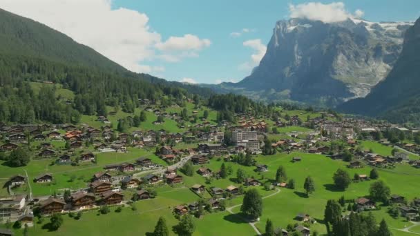 Podejście Lotnicze Grindelwaldu Alp Szwajcarskich Szwajcarii — Wideo stockowe