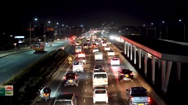 Autobahn Fahrzeuge Stecken Stau Fest — Stockvideo