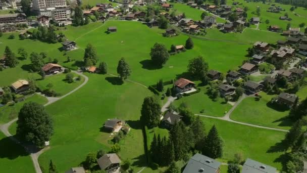 スイスのグリンデルヴァルト上空で航空機が明らかに — ストック動画