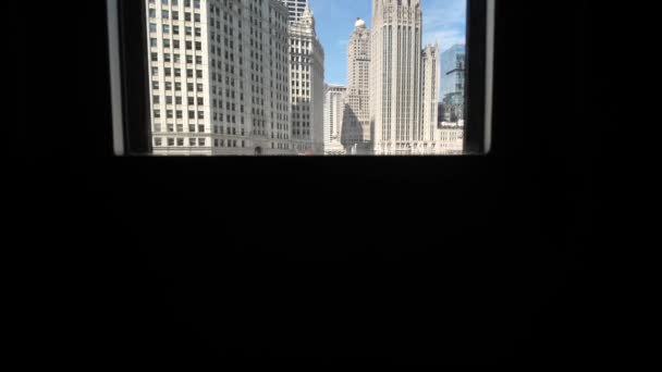 Chicago Usa Dusable Bridge Michigan Avenue Revealing View Bridgehouse Window – stockvideo