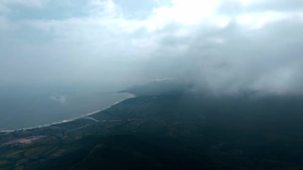 Panoramic Aerial View Puchuncavi Central Coast Chile Hidden Clouds — Stock Video