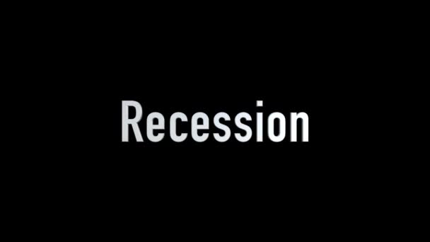 Recesszió Címe Animáció Fekete Háttérrel — Stock videók