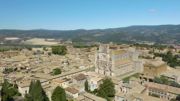 Drone Güzel Yaz Öğleden Sonrası Nda Orvieto Duomo Katedral Üzerinde — Stok video