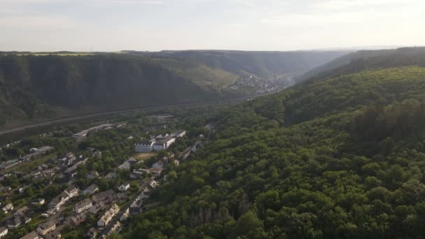 Forgó Légi Felvétel Cochem Ről Moselle Folyó Végigfut Cochem Egész — Stock videók