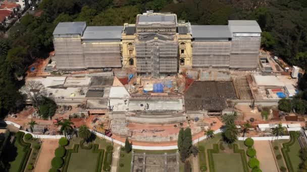 Aerial View Historical Ipiranga Museum Heavy Restoration Its Reopening Due — Stock Video