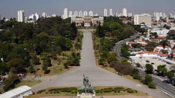 Vista Aérea Parque Independência Bairro Ipiranga São Paulo Com Museu — Vídeo de Stock