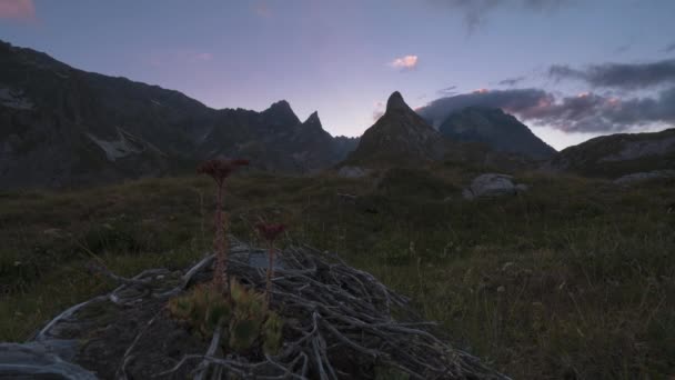 Vista Panorâmica Cume Amanhecer Time Lapse Parc Vanoise Alpes Franceses — Vídeo de Stock