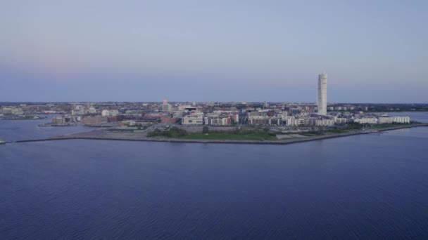 Вид Воздуха Мальм Моря Вечер Закате Швеция — стоковое видео