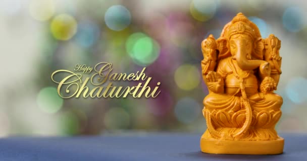 Animación Ganesh Chaturthi Feliz Con Fondo Borroso — Vídeo de stock