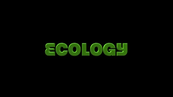Groene Titel Met Ecologie Animatie Titel Komt Gaat Weg Zwarte — Stockvideo