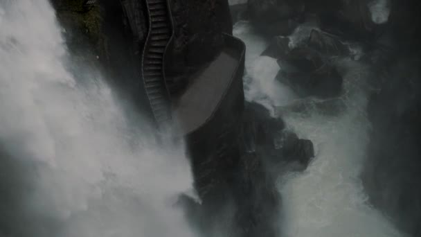 White Water Surging Pailon Del Diablo Wodospad Rio Verde Pobliżu — Wideo stockowe