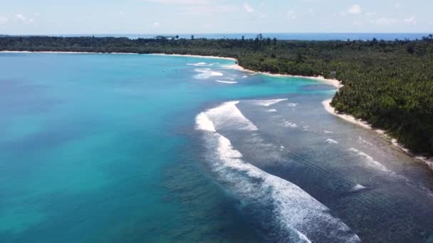 Kristal Berrak Mavi Manzara Manzarası Tropikal Tatil Beldesi Kayalık Resif — Stok video