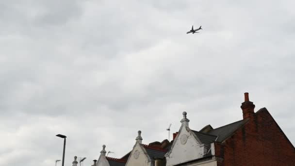 Avión Que Regresa Heathrow Sobre Centro Londres Reino Unido — Vídeos de Stock