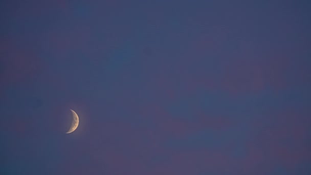 Timelapse Disparo Luna Creciente Hermosa Moviéndose Aislado Contra Fondo Oscuro — Vídeos de Stock