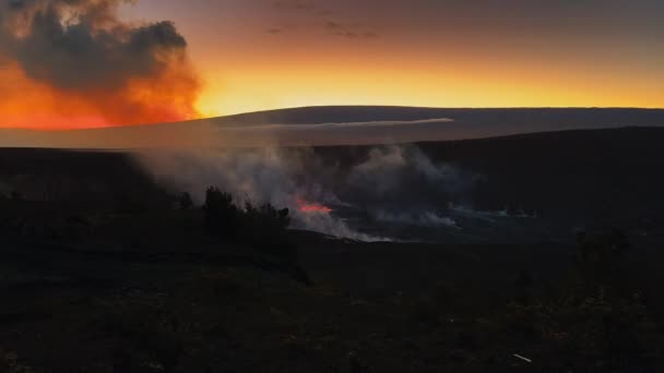 Erupting Kilauea Volcano Big Island Hawaii Dusk Wide — Stock Video