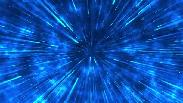 Μπλε Αφηρημένο Φόντο Μπλε Σωματίδια Θολή Επίδραση Ψηφιακή Ροή Δεδομένων — Αρχείο Βίντεο