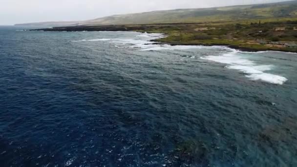 Hermoso Océano Con Rocas Lava Gran Isla Del Estado Hawaii — Vídeos de Stock