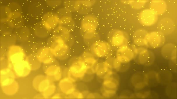 Arany Háttér Sárga Részecskék Elmosódott Képernyőn Arany Részecskék Ragyogó Csillagok — Stock videók