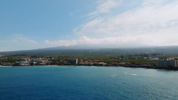 Coastline Kailua Kona Hawaii Verenigde Staten Luchtfoto Drone — Stockvideo