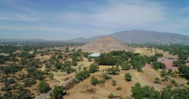 Veduta Aerea Verso Piramide Teotihuacan Del Sole Nella Soleggiata San — Video Stock