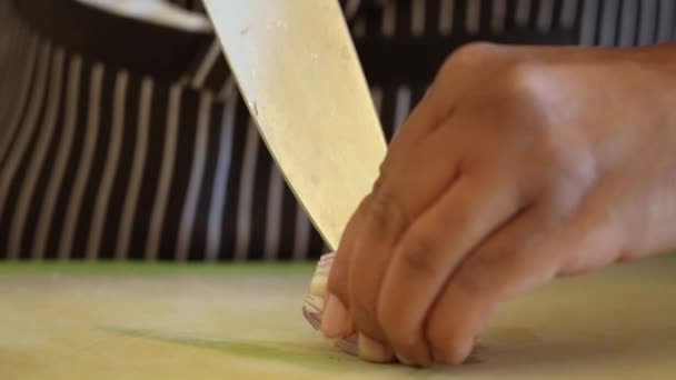 Chopping Shallot Pentru Adăuga Dressing Salată Casă Antipasto Salad Dressing — Videoclip de stoc
