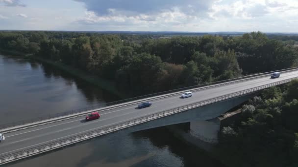 Luchtfoto Van Brug Elbe Bij Mlnk — Stockvideo