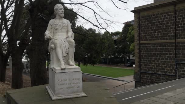 Белая Каменная Статуя Короля Эдуарда Vii Принца Уэльского — стоковое видео
