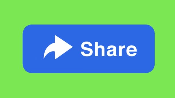 Facebook Поділитися Кнопкою Соціальні Медіа Анімація Зелений Екран — стокове відео